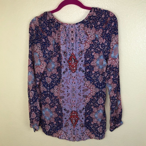 Lucky Brand Purple & pink Long sleeve flowy peasant boho top size XS - Picture 3 of 7